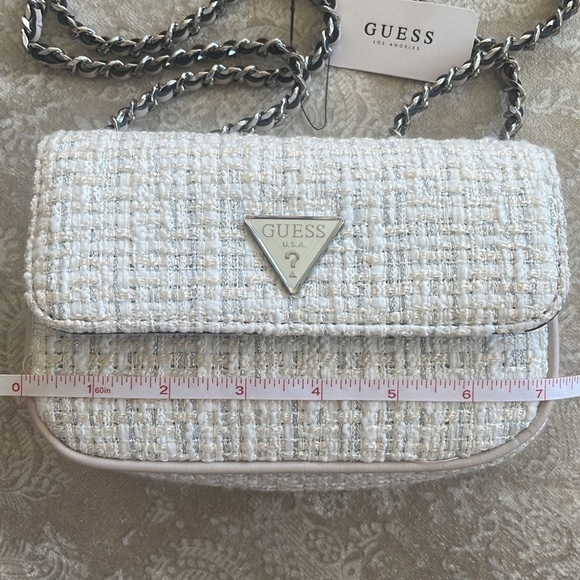 Brand New Guess White Tweed Chain Cessily Mini Crossbody Purse Shoulder Bag - Picture 5 of 15